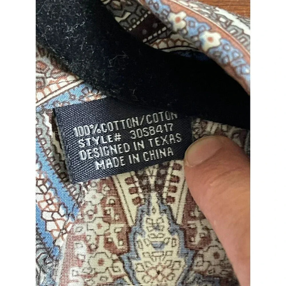 Panhandle Men's Polo Button Down XXL 100% Cotton Bohemian Long Sleeve paisley - Picture 10 of 13